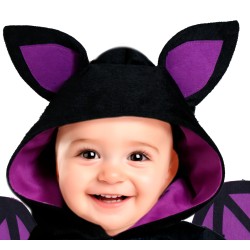 Disfraz bebe murcielago morado esqueleto