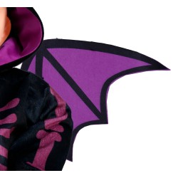 Disfraz bebe murcielago morado esqueleto