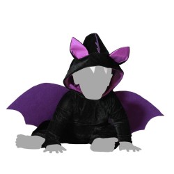 Disfraz bebe murcielago negro con alas moradas