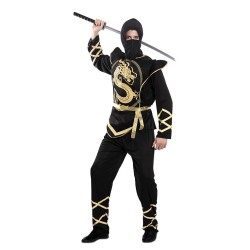 Disfraz hombre ninja negro y dorado