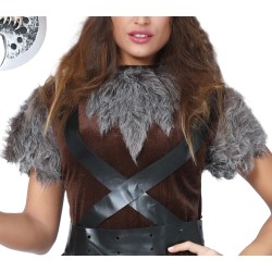 Disfraz mujer vikinga marron