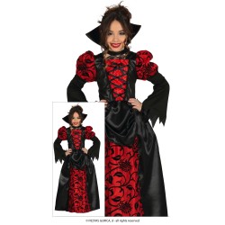 Disfraz niña de vampiresa rojo.