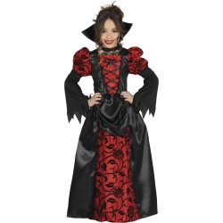 Disfraz niña de vampiresa rojo.