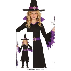 Disfraz niña bruja negro con morado