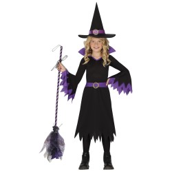 Disfraz niña bruja negro con morado