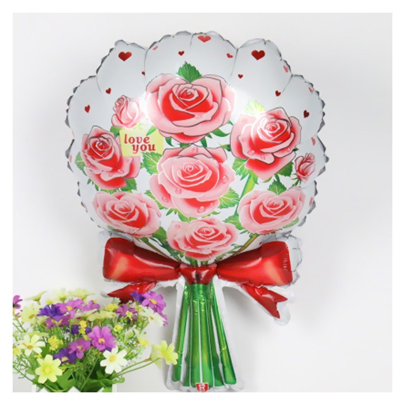 globo ramo de rosas