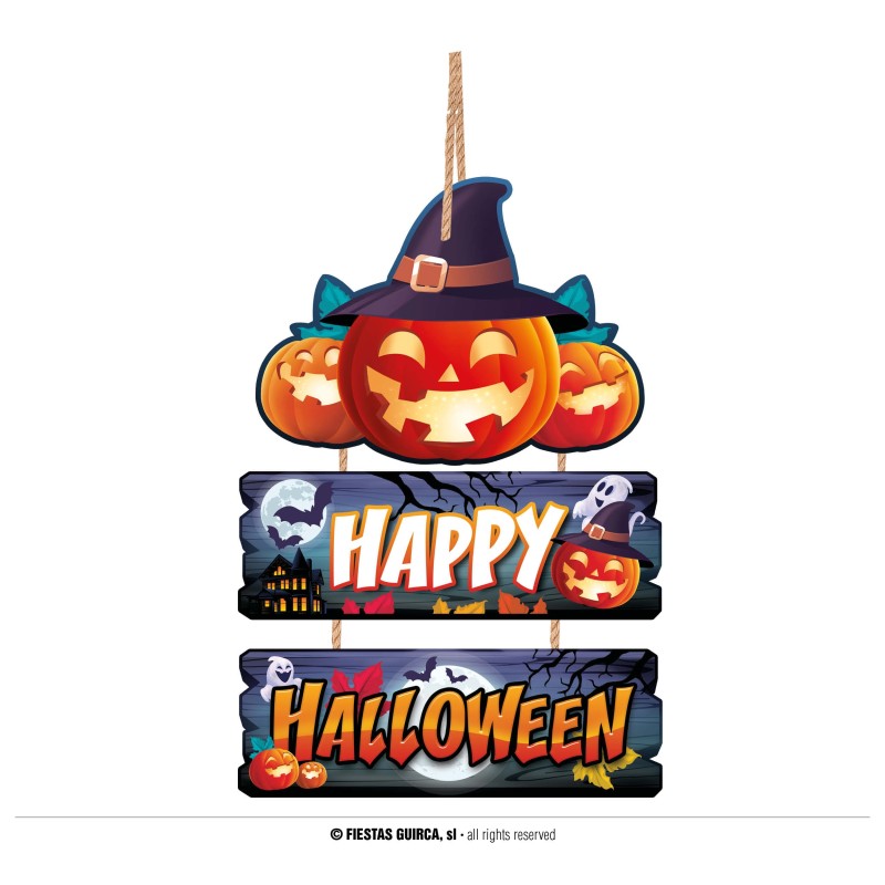 Letrero Happy Halloween madera 30x26