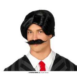 Peluca negra con bigote