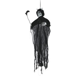 Colgante esqueleto demonio luz con sonido 130 cms