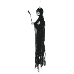 Colgante esqueleto demonio luz con sonido 130 cms
