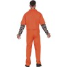 Disfraz hombre prisionero naranja con tatuajes