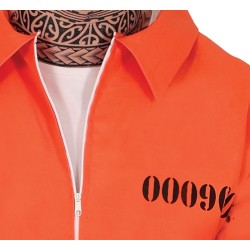 Disfraz hombre prisionero naranja con tatuajes