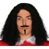 Peluca con bigote y perrilla morena mosquetero