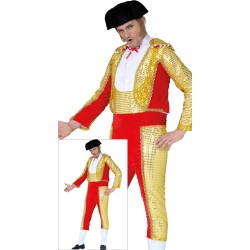 Disfraz hombre torero rojo y dorado