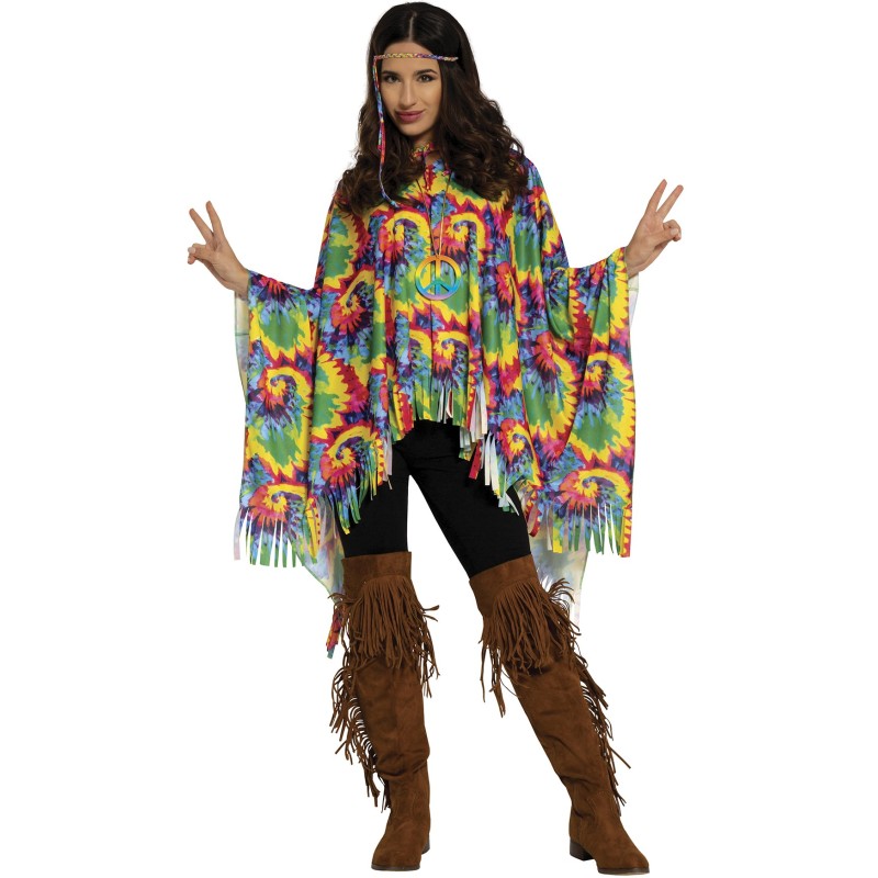 Poncho y cinta hippie multicolor