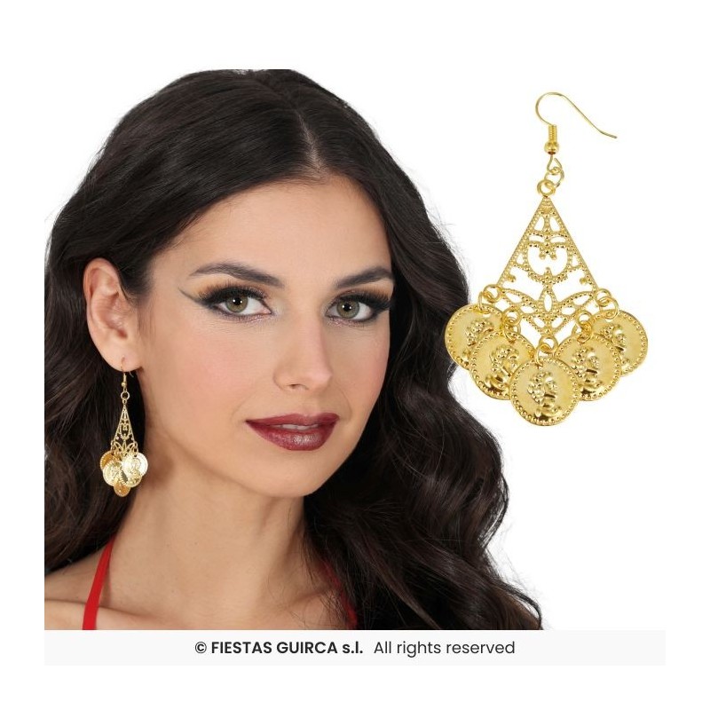 Pendientes metalicos monedas 5 cms, adulta