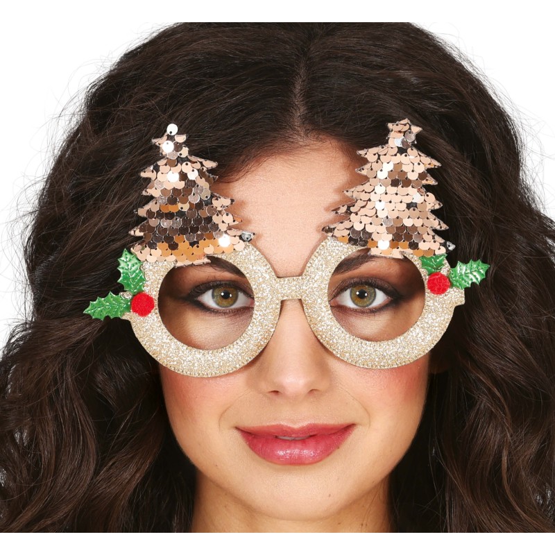 Gafas doradas con arboles en oro
