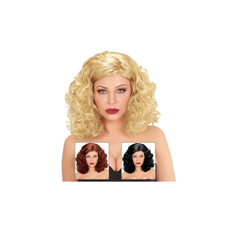 peluca melena rizada rubia