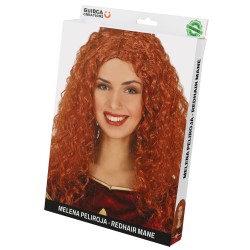 Peluca melena pelirroja en caja