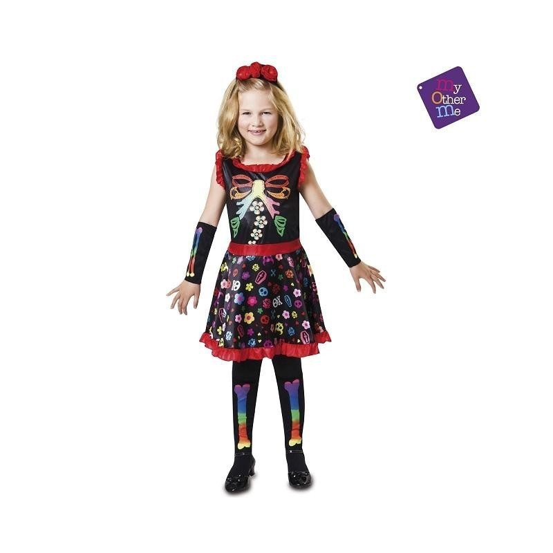 Disfraz niña esqueleto colorines