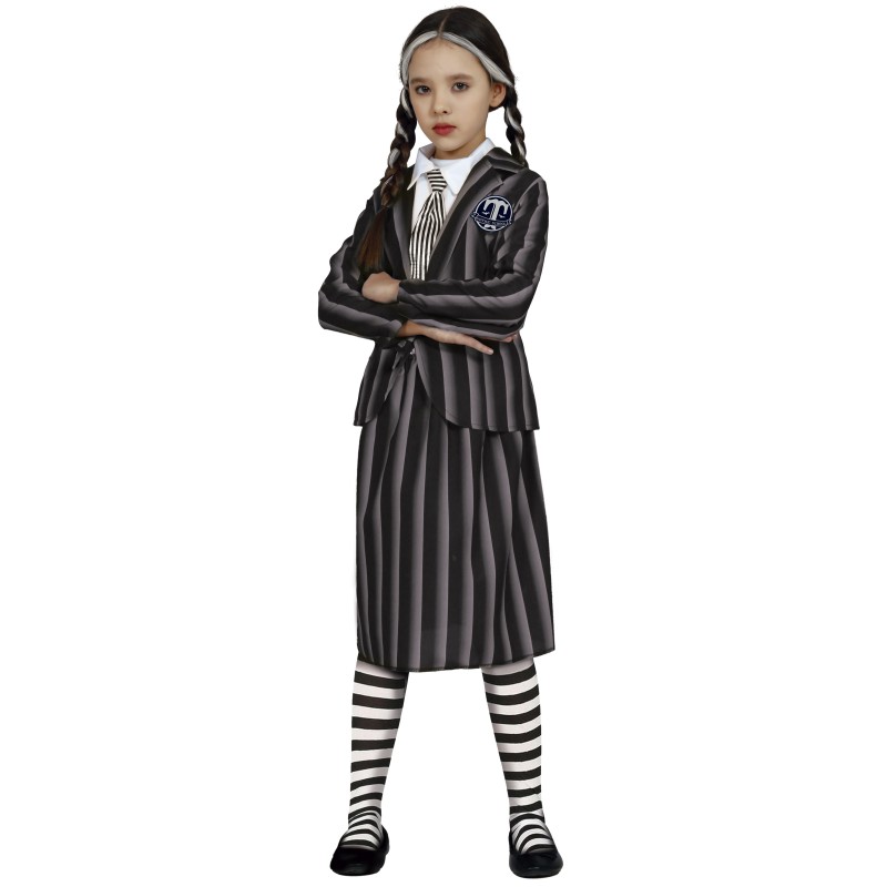 Disfraz niña MIercoles Addams uniforme colegio