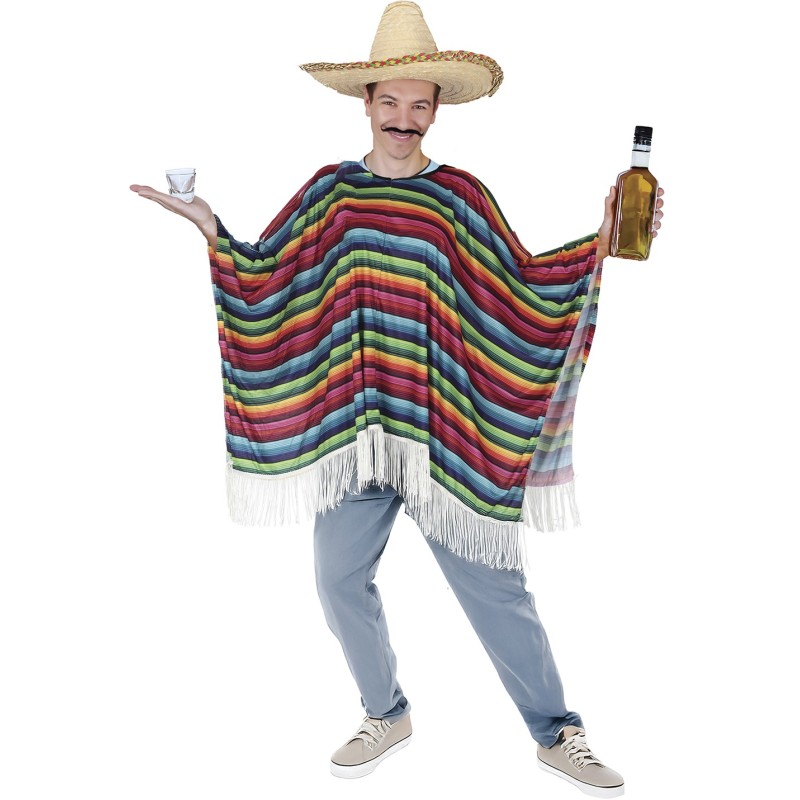 Disfraz hombre Poncho mexicano multicolor