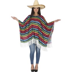 Disfraz hombre Poncho mexicano multicolor