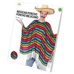 Disfraz hombre Poncho mexicano multicolor