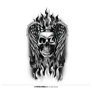 Tatuaje calavera 14x30 cms