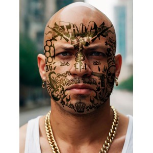 Tatuaje cara thug life 30x13 cm