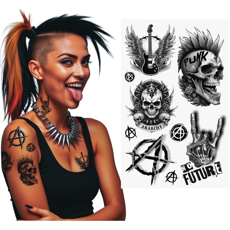 Hoja tatuaje punk 14x30 cm