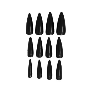 12 uñas negras con adhesivo