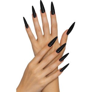 12 uñas negras con adhesivo