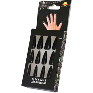 12 uñas negras con adhesivo