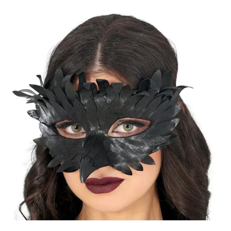 Antifaz De Plumas Con Pico Negro
