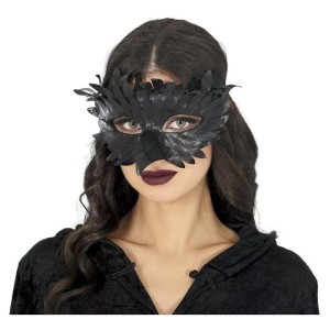 Antifaz De Plumas Con Pico Negro