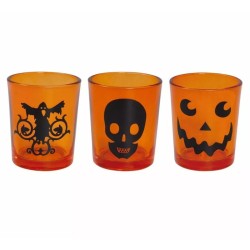 Pack De 3 Vasos Naranja De Cristal De 6x5 Cm