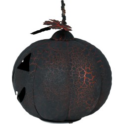 Calabaza Negra Y Naranja De Metal Con Luz De 20 Cm