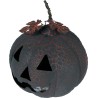 Calabaza Negra Y Naranja De Metal Con Luz De 20 Cm