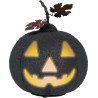Calabaza Negra Y Naranja De Metal Con Luz De 20 Cm