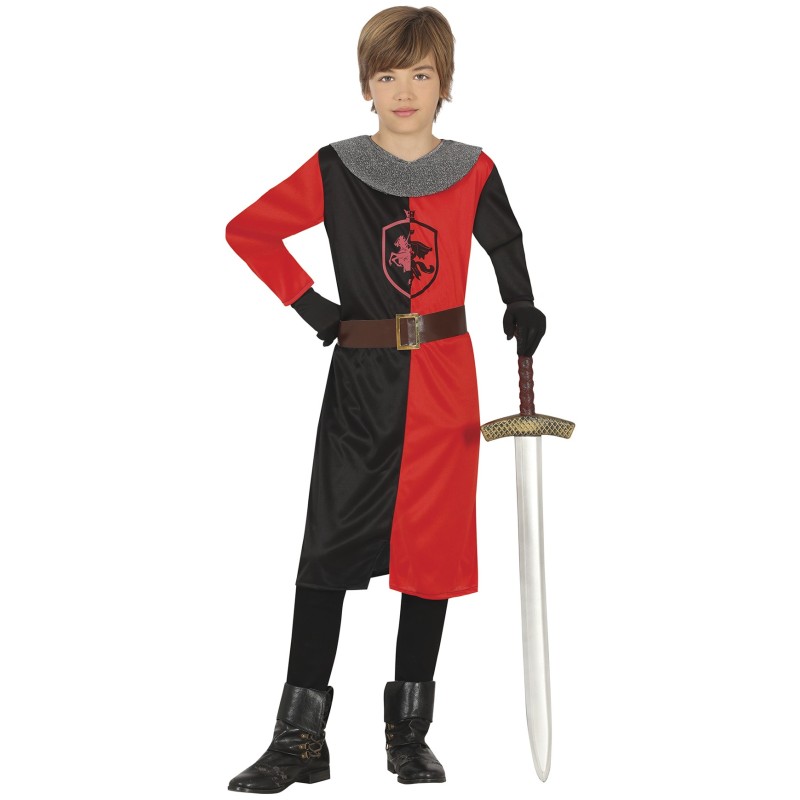 Disfraz niño medieval rojo y negro