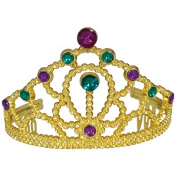 Diadema oro con piedras multic. infantil