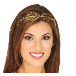 Corona hojas metal oro