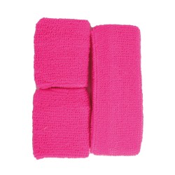 Conjunto 2 muñequeras y cinta rosa