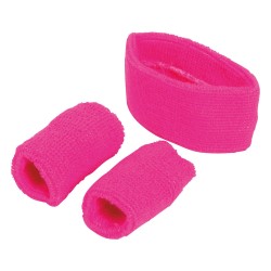 Conjunto 2 muñequeras y cinta rosa