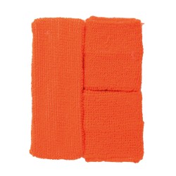 Conjunto 2 muñequeras y cinta naranja