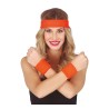 Conjunto 2 muñequeras y cinta naranja