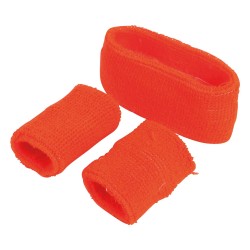 Conjunto 2 muñequeras y cinta naranja