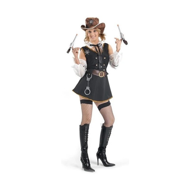 Disfraz mujer de vaquera sheriff corto