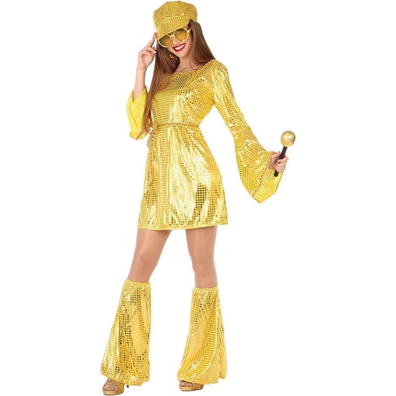 Disfraz mujer disco dorado